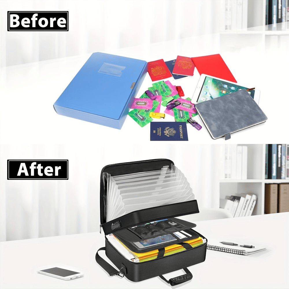 Portable Multi-Layer 13 Pocket Accordion File Folder Bag