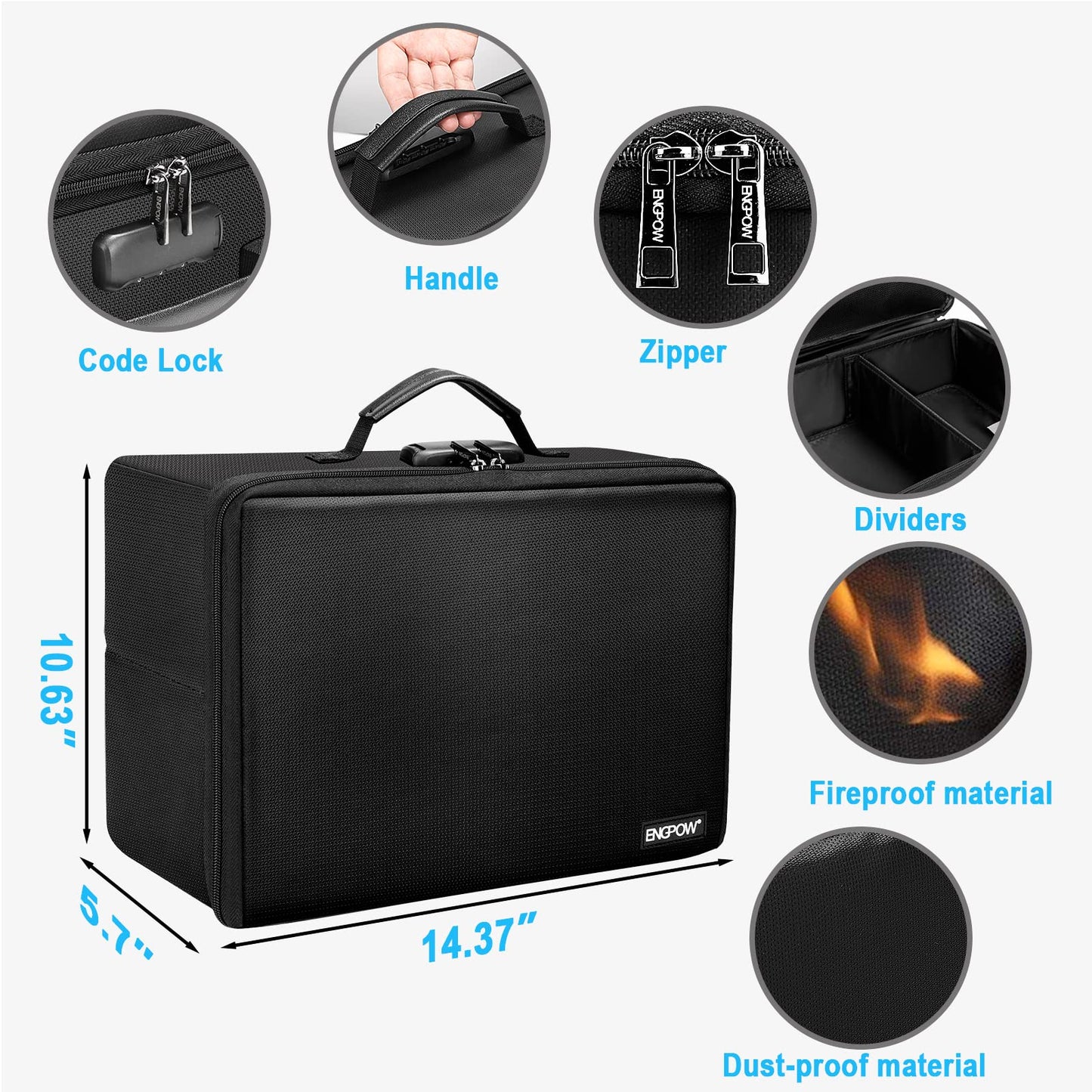 ENGPOW Fire Resistant Photo Storage Box with 16 Interior 4" x 6" Photo Boxes (Multi-Color), Lockable Photo Storage Box, Foldable Portable Photo Storage Container with Handles to Hold Photos , pictures, photography rafts