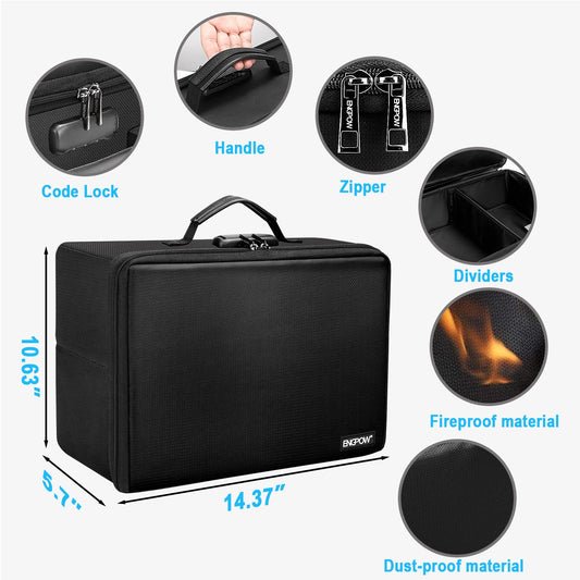 ENGPOW Fire Resistant Photo Storage Box with 16 Interior 4" x 6" Photo Boxes (Multi-Color), Lockable Photo Storage Box, Foldable Portable Photo Storage Container with Handles to Hold Photos , pictures, photography rafts