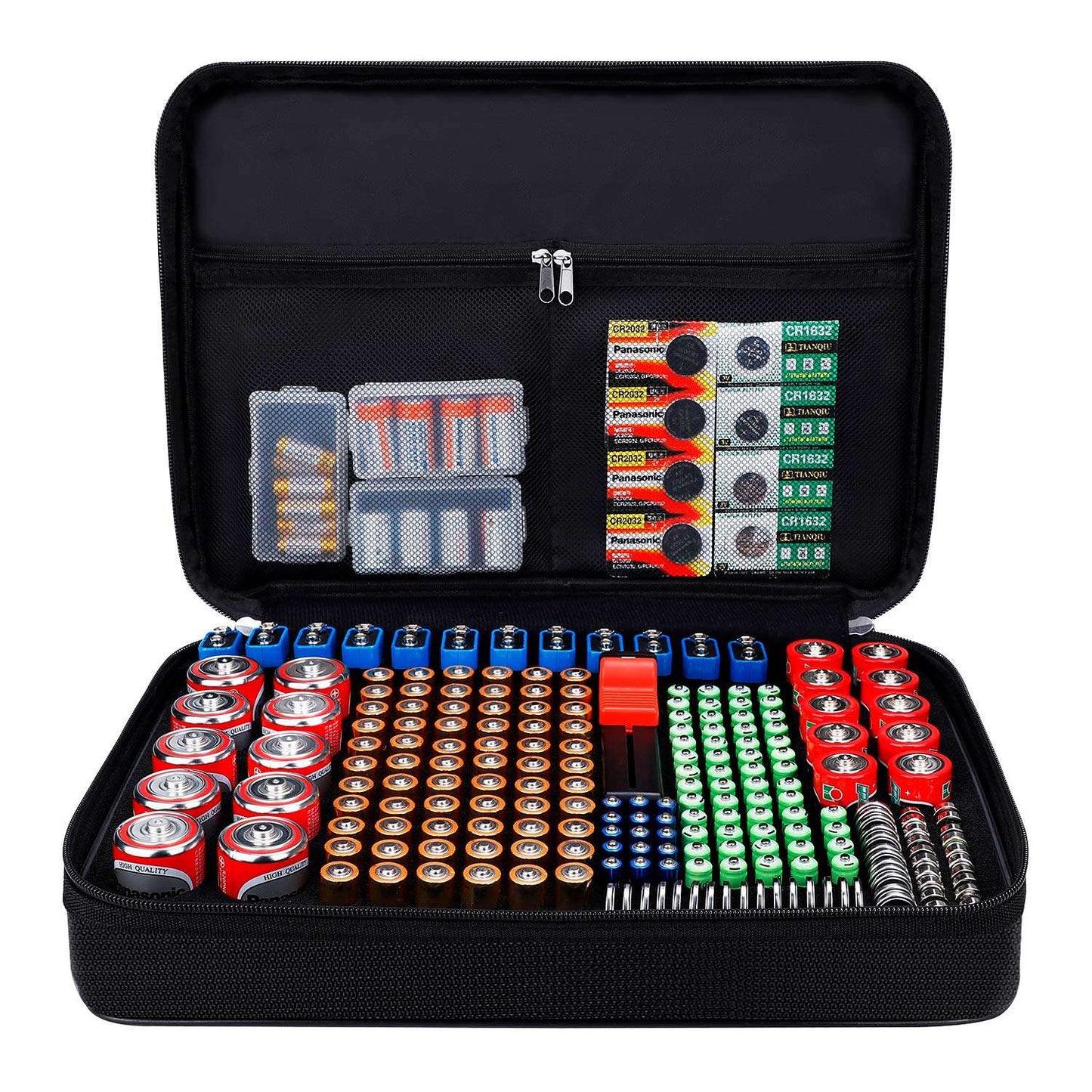 ENGPOW Battery Organizer,Fireproof Battery Organizer Storage Case with Tester (BT168),Waterproof Explosionproof Battery Holder Box with Cover,Holds 220+ AA AAA C D 9V Batteries
