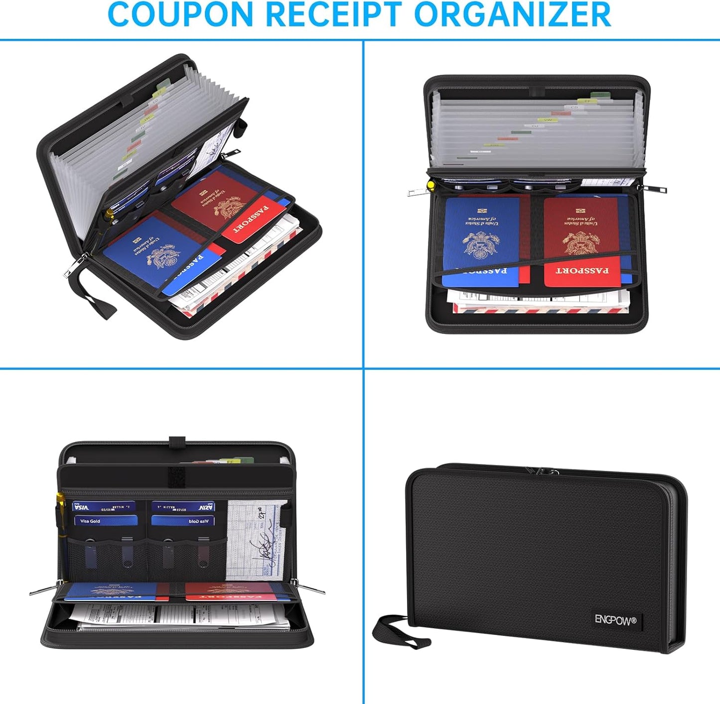 ENGPOW Accordion Receipt Coupon Organizer,Fireproof Expanding 13 Pockets Small File Organizer Folder with Labels,Portable Home Travel Safe Storage for Check,Bill,Receipts,Tickets,Card,11.4"x6.7"