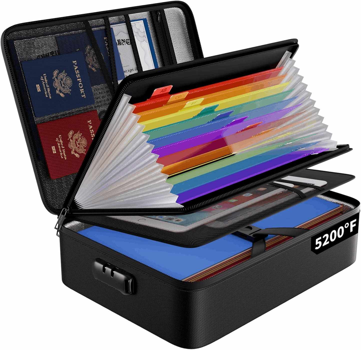 ENGPOW Fireproof Document Organizer Bag with 13-Pocket Accordion File Folder
