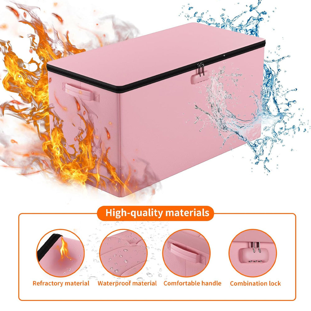 Pink Fireproof Storage Ottoman Bench Folding Bench with Lock