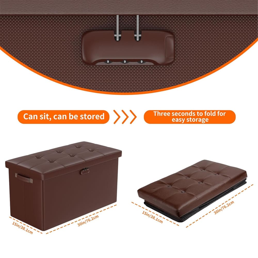 Pink Fireproof Storage Ottoman Bench Folding Bench with Lock