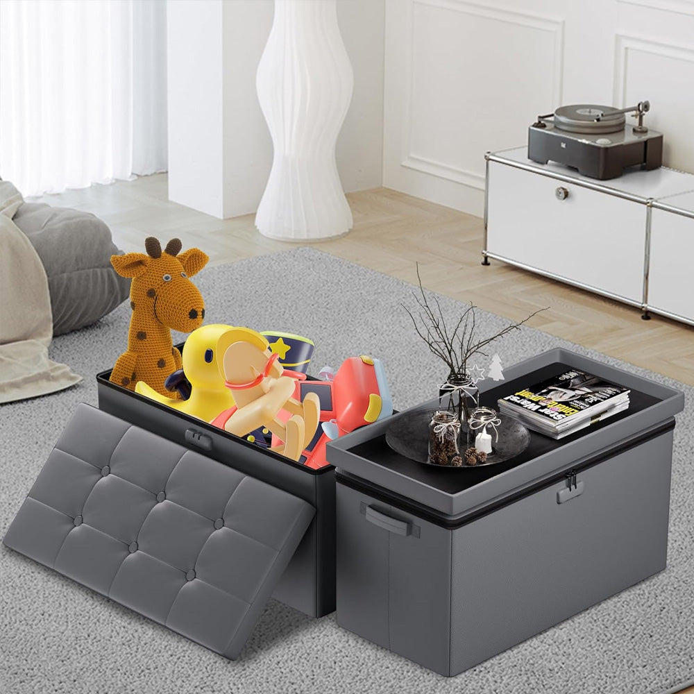 Pink Fireproof Storage Ottoman Bench Folding Bench with Lock