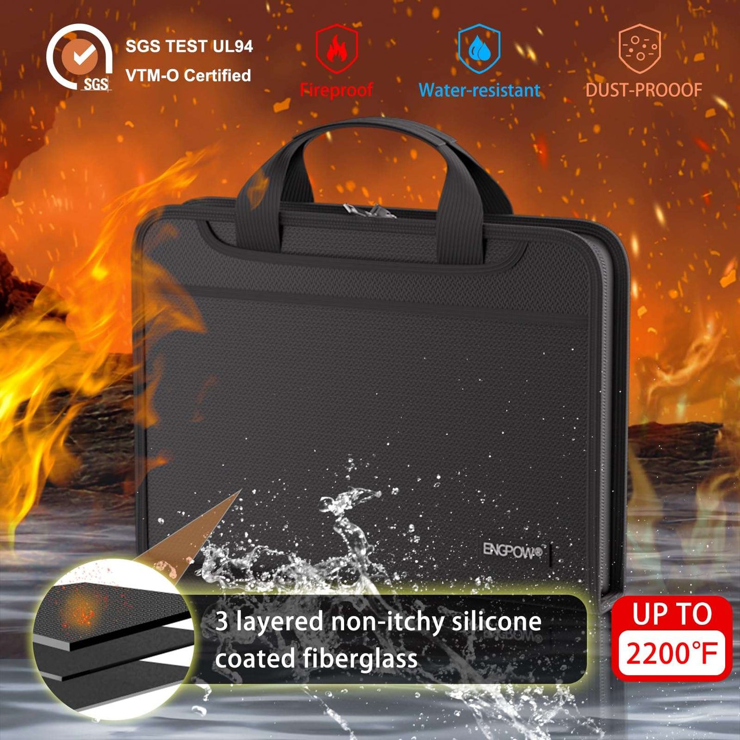 ENGPOW Accordion File Organizer, Fire Resistant Expanding File Folder with Multi Pockets, 13 Pocket File Organizer with Handles and Labels, Portable Home Travel Safe Storage for Letter A4 Files and More