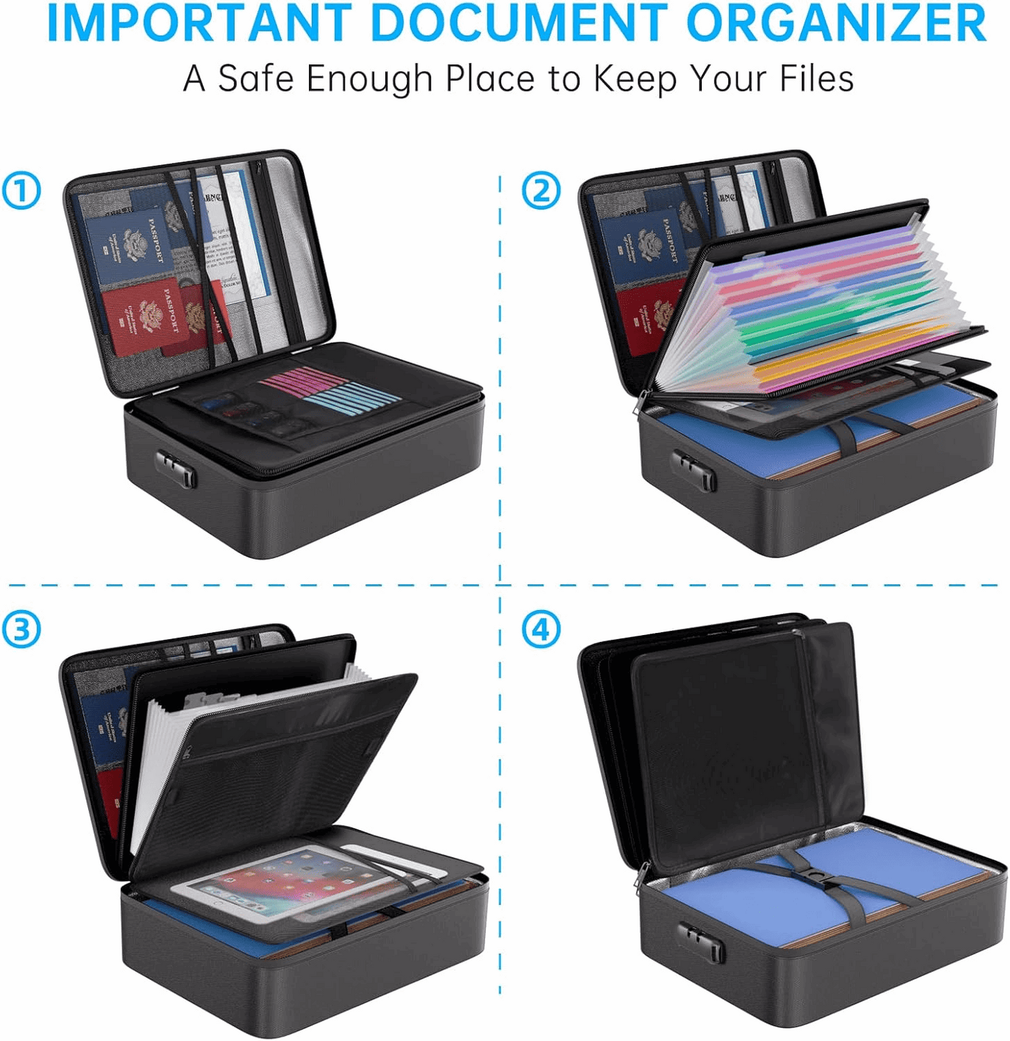 ENGPOW Fireproof & Water‑Resistant 13‑Pocket Accordion File Organizer