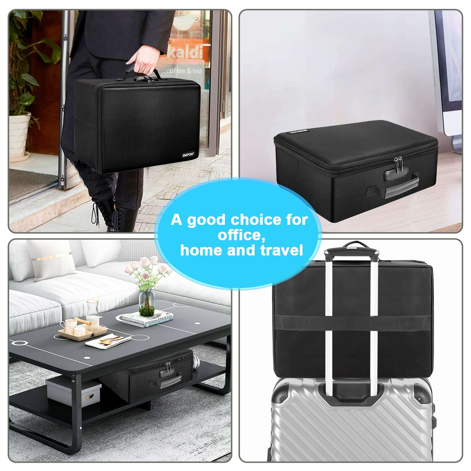 ENGPOW Fire Resistant Photo Storage Box with 16 Interior 4" x 6" Photo Boxes (Multi-Color), Lockable Photo Storage Box, Foldable Portable Photo Storage Container with Handles to Hold Photos , pictures, photography rafts