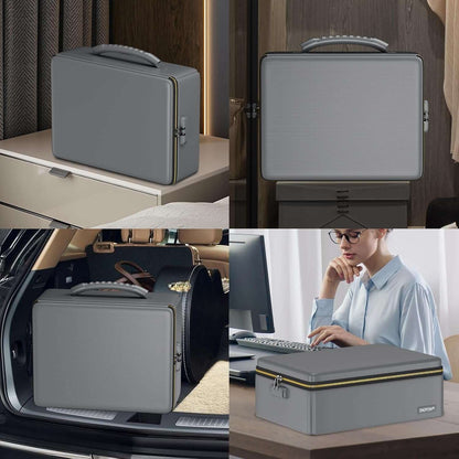 ENGPOW Fireproof & Water‑Resistant Hard Document Box with Fire‑Resistant Zipper & Lock