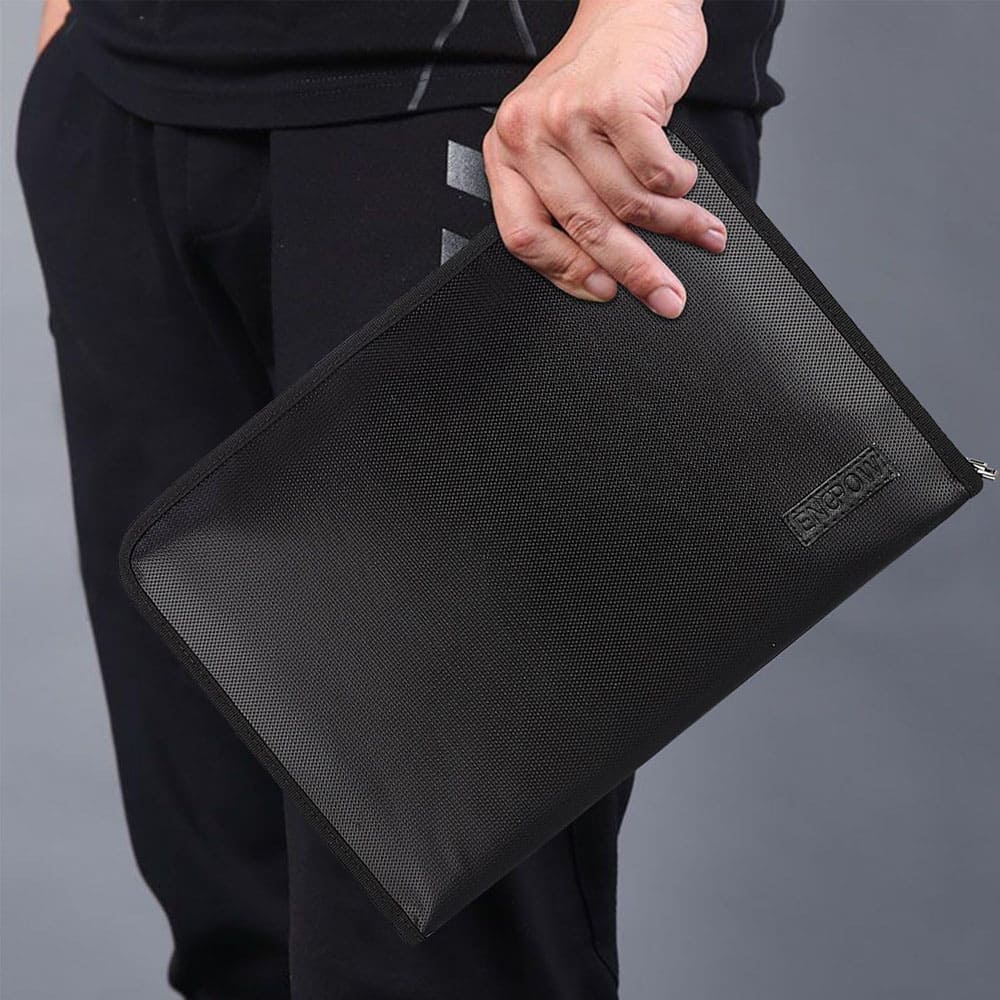 ENGPOW Fireproof Document Bag & File Organizer - Black (13 Pockets)