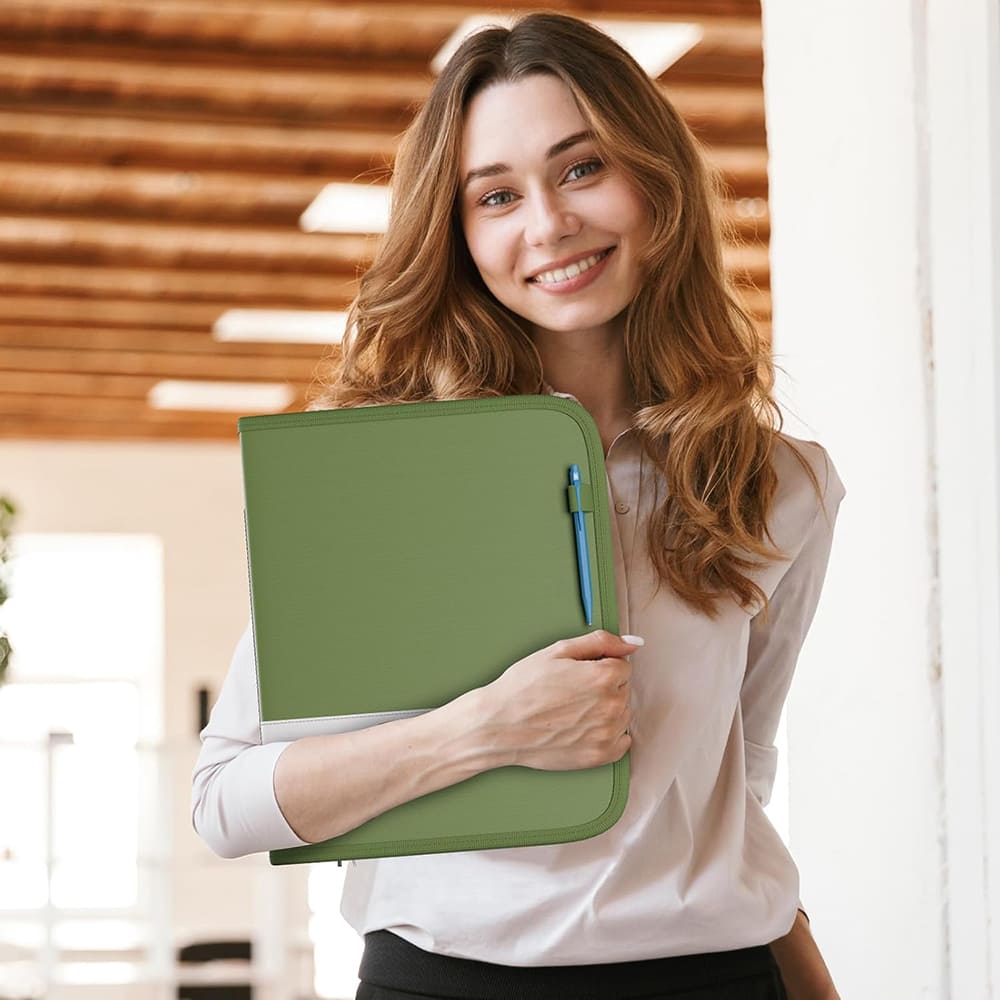 ENGPOW Fireproof Document Binder – Green 3-Ring Zipper File Organizer