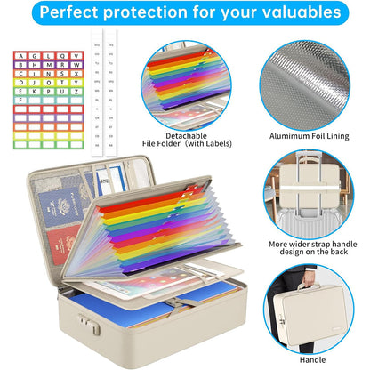 ENGPOW 5200°F Fireproof Document Bag with Lock: Multi-Layer Safe Box (Beige)