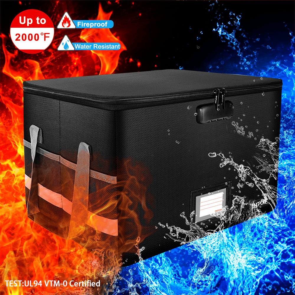 Fireproof File Storage Box Organizer Collapsible Document Safe Case