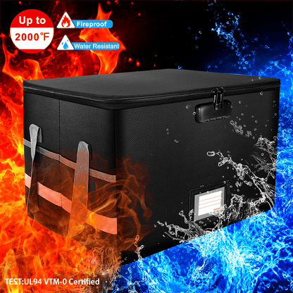 Fireproof File Storage Box Organizer Collapsible Document Safe Case