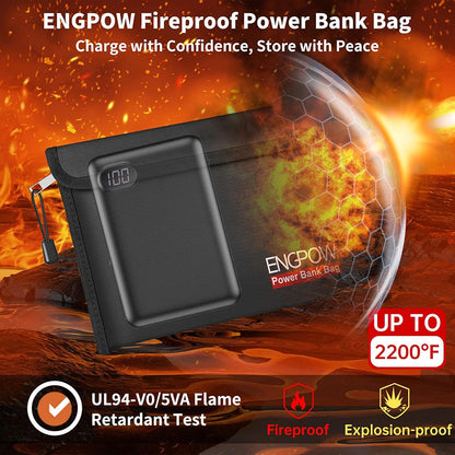 ENGPOW Fireproof Power Bank Bag: Explosion-Proof Electronic Case (10.6"x6.7")