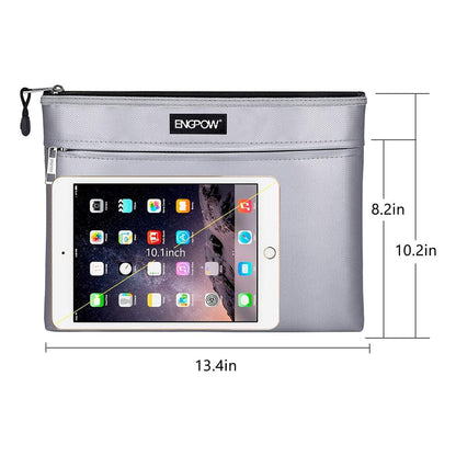 ENGPOW 2000°F Fireproof Money & Document Bag: Double Zipper Pouch (Silver)