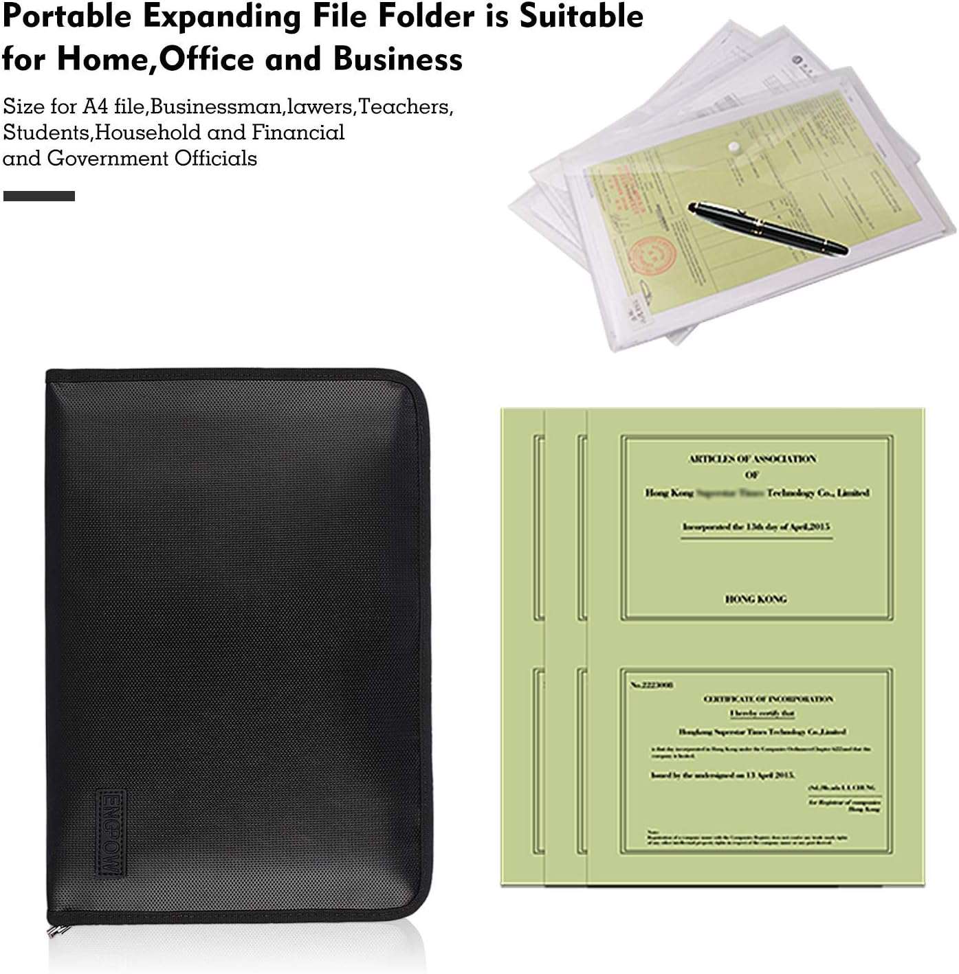 ENGPOW Fireproof & Water-Resistant 13-Pocket Expanding File Organizer