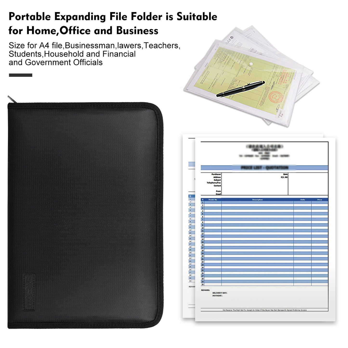 Fireproof  Waterproof folder with 12 pockets