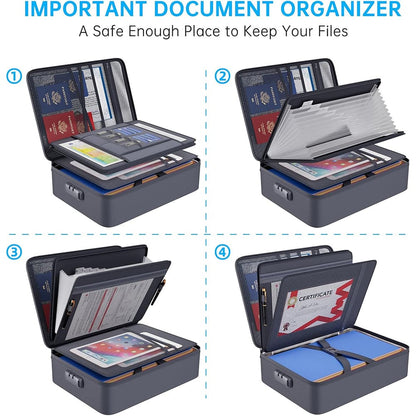 ENGPOW 5200°F Fireproof Document Organizer Bag: Multi-Layer File Safe (Gray)