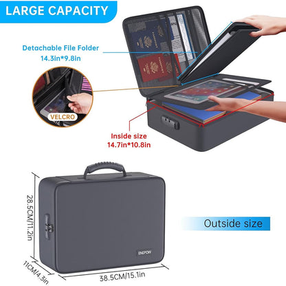 ENGPOW 5200°F Fireproof Document Organizer Bag: Multi-Layer File Safe (Gray)