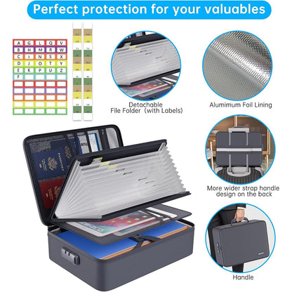 ENGPOW 5200°F Fireproof Document Organizer Bag: Multi-Layer File Safe (Gray)