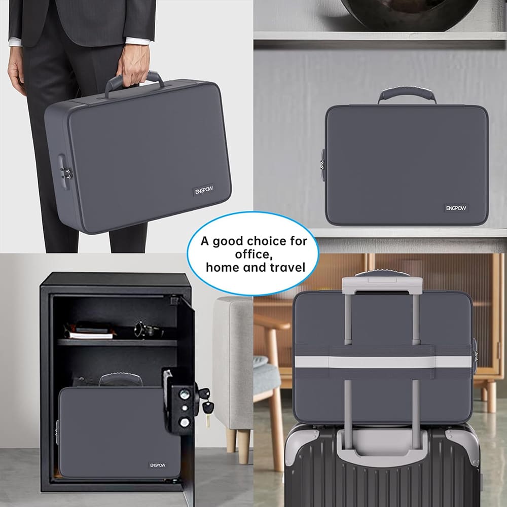 ENGPOW 5200°F Fireproof Document Organizer Bag: Multi-Layer File Safe (Gray)