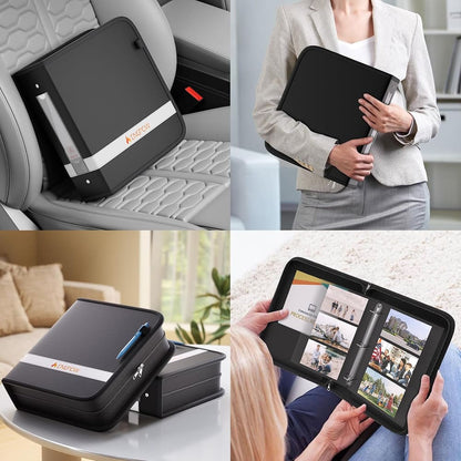 ENGPOW Fireproof 3 Ring Binder with Zipper Waterproof Document Organizer