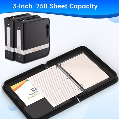 ENGPOW Fireproof 3 Ring Binder with Zipper Waterproof Document Organizer