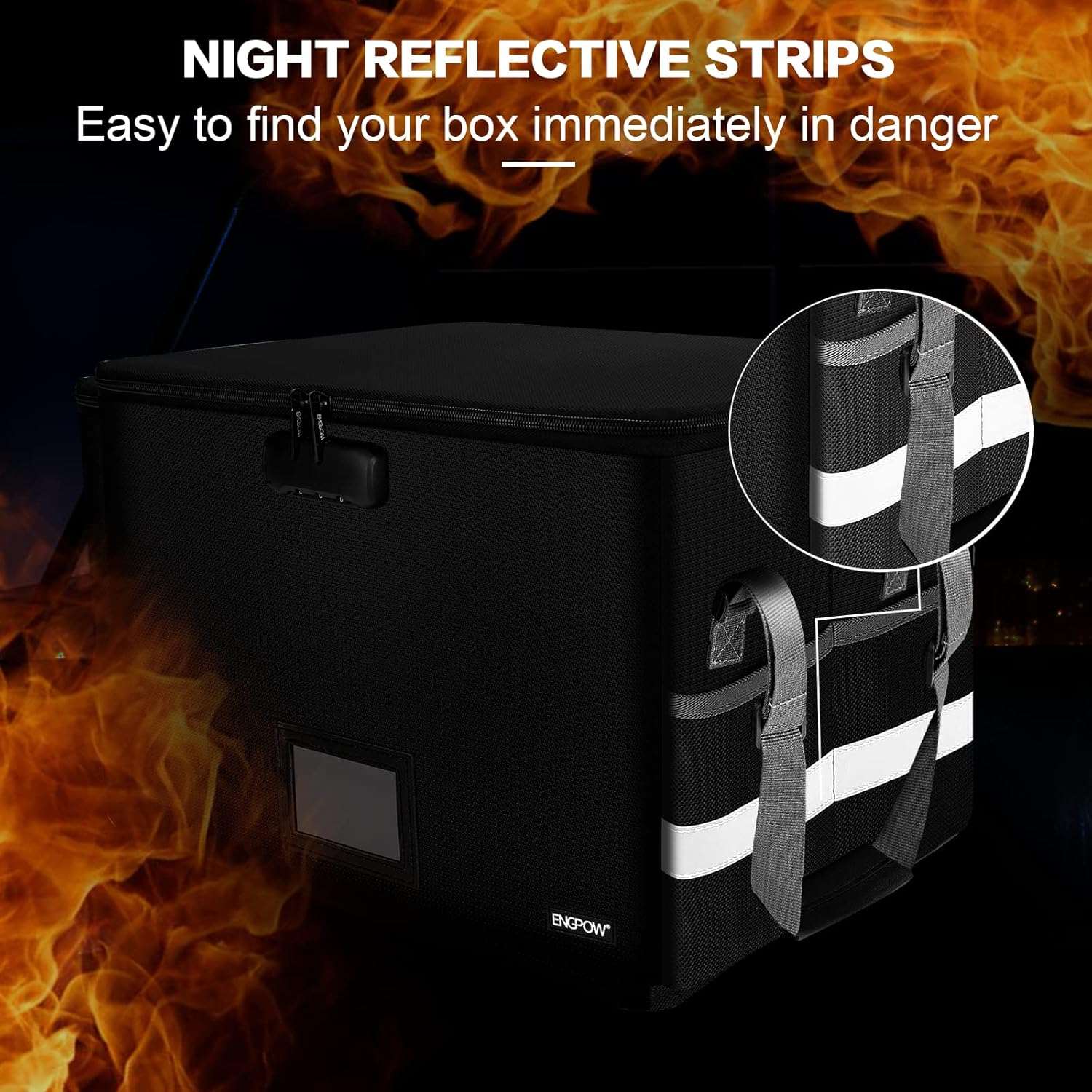 ENGPOW File Box with Lock, Fireproof Document Box with Inserts,Collapsible File Storage Organizer Box Filing Box with Handle,Portable Home Office Safe Box for Hanging Letter/Legal Folder,2 Pack