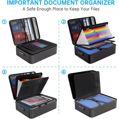 ENGPOW 5200°F Fireproof Document Organizer Bag with Lock: 13 Rainbow Pockets