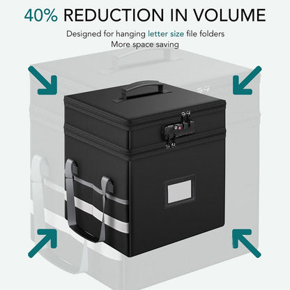 Fireproof File Box Portable Double Layer Waterproof Storage Case Lock