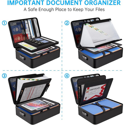 ENGPOW 5200°F Fireproof Document Box with Lock: 25-Pocket File Safe Organizer