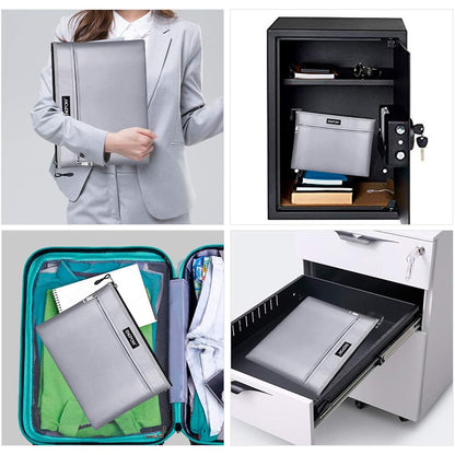ENGPOW 2000°F Fireproof Money & Document Bag: Double Zipper Pouch (Silver)