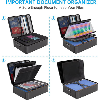 ENGPOW Fireproof File Organizer Bag with Lock: 13-Pocket Document Safe Box