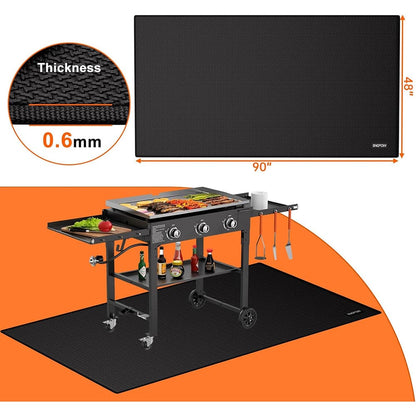 ENGPOW 90"x48" Fireproof Under Grill Mat: 2000°F Deck & Lawn Protector