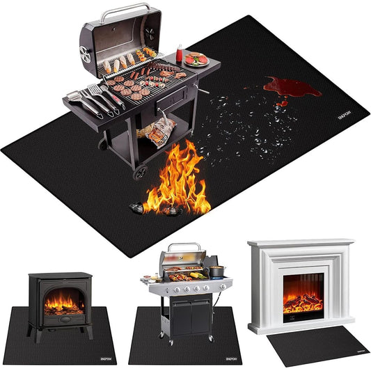 ENGPOW 90"x48" Fireproof Under Grill Mat: 2000°F Deck & Lawn Protector
