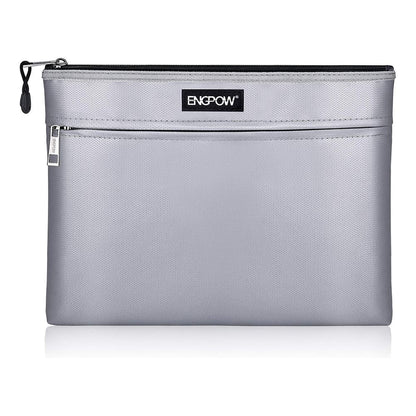 ENGPOW 2000°F Fireproof Money & Document Bag: Double Zipper Pouch (Silver)