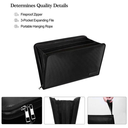 ENGPOW Fireproof & Waterproof Expanding File Folder Important Document Organizer Bag