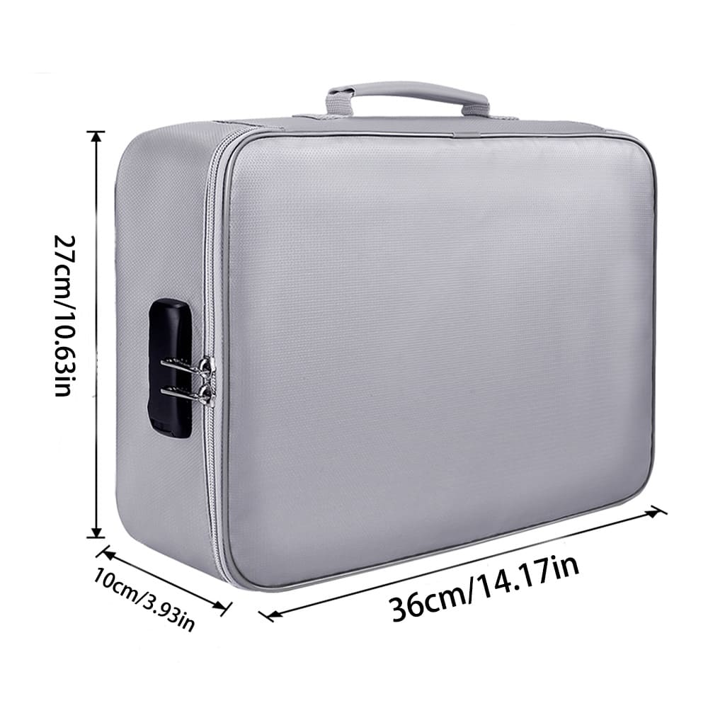 Fireproof Document Bag with Lock Money Safe Pouch Home Office Travel