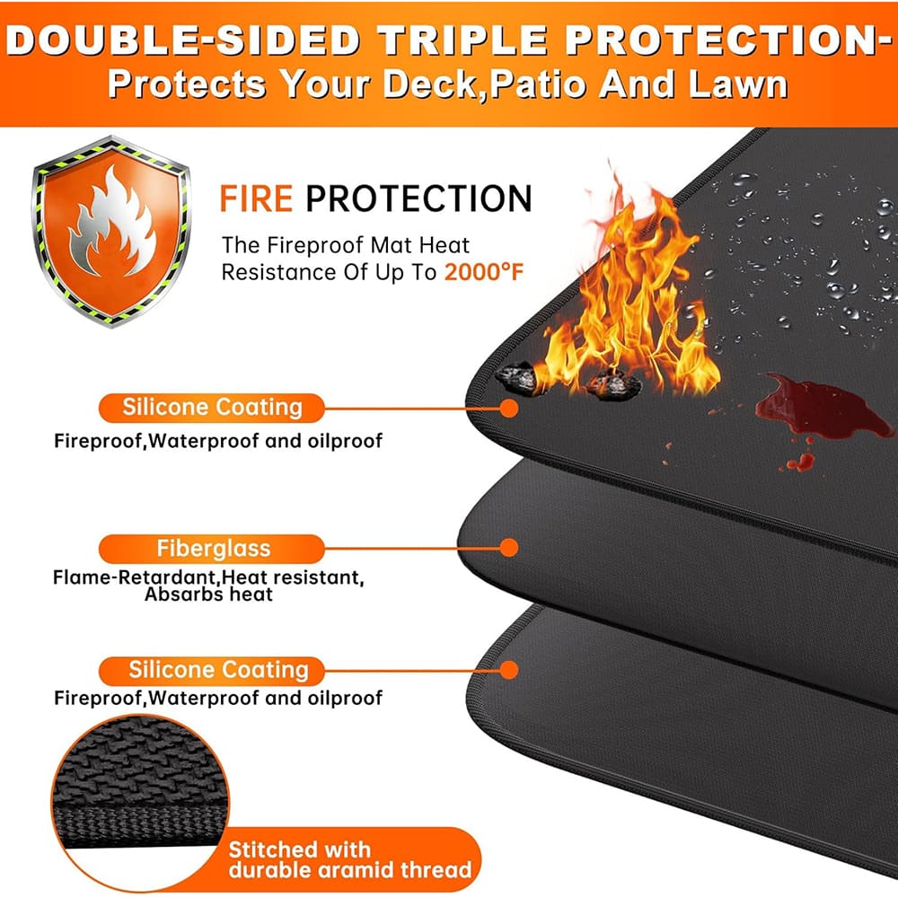 ENGPOW 68"x48" Fireproof Under Grill Mat: 2000°F Deck & Lawn Protector