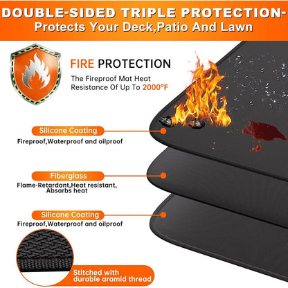 ENGPOW 90"x48" Fireproof Under Grill Mat: 2000°F Deck & Lawn Protector