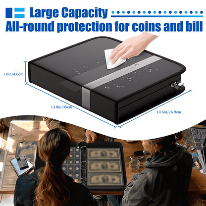 Fireproof Coin Collection Album Paper Money Holder Currency Binder