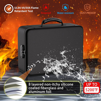 ENGPOW 5200°F Fireproof Document Organizer Bag with Lock: 13 Rainbow Pockets
