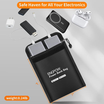 ENGPOW Fireproof Power Bank Bag: Explosion-Proof Electronic Case (9"x7")
