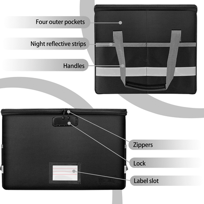 Fireproof File Storage Box Organizer Collapsible Document Safe Case