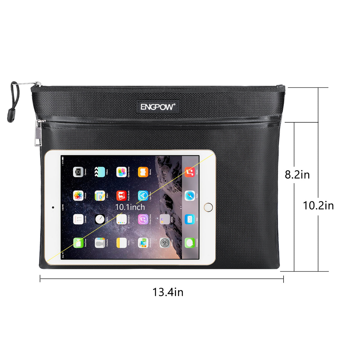 ENGPOW 2000°F Fireproof Money & Document Bag: Double Zipper Pouch (Black)