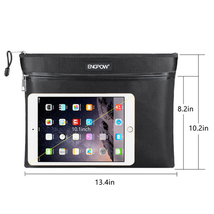 ENGPOW 2000°F Fireproof Money & Document Bag: Double Zipper Pouch (Black)