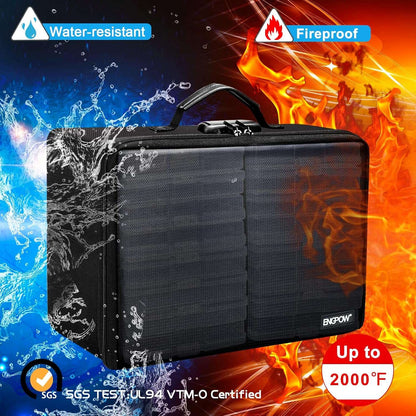 ENGPOW Fireproof Photo Storage Box with 16 Inner 4" x 6" Photo Case(Clear),Photo Box Organizer with Lock,Collapsible Portable Photo Storage Containers with Handle for Photos,Picture,Valuables