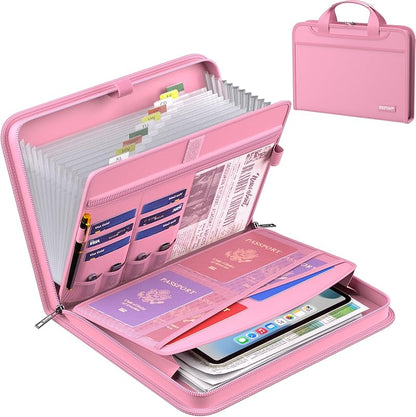 ENGPOW Accordion File Organizer,Fireproof Expanding File Folder with Multi Pockets,13 Colorful Pockets Document Organizer with Handle & Labels,Portable Home Travel Safe Storage for Letter A4 Files