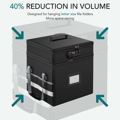 Fireproof File Box Portable Double Layer Waterproof Storage Case Lock